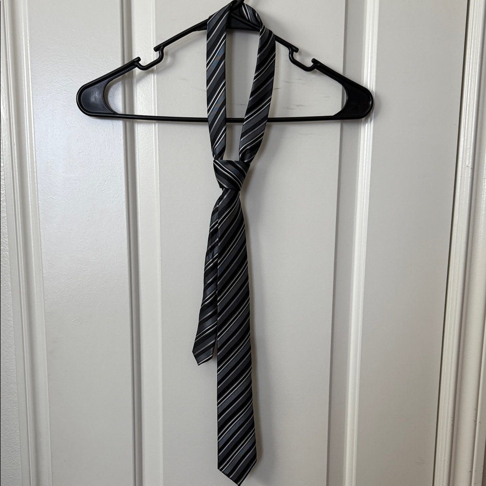 Alfani Black and Gray Striped Tie